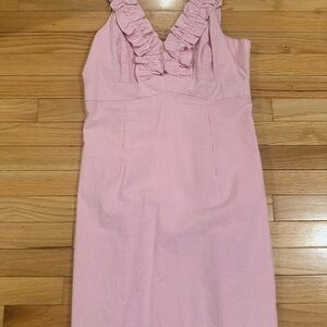 Lily Pulitzer Summer Dress size 10 seersucker pink & white with ruffled straps
